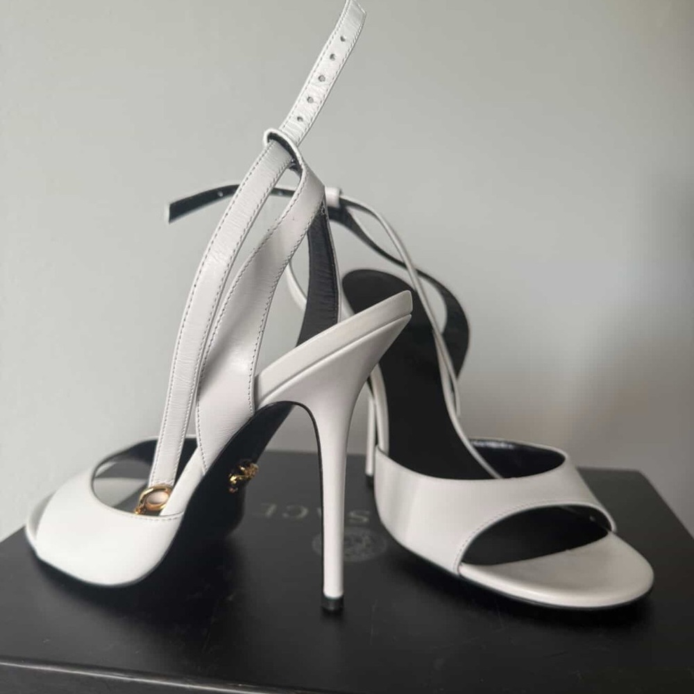 Versace White and Black Stiletto Heels